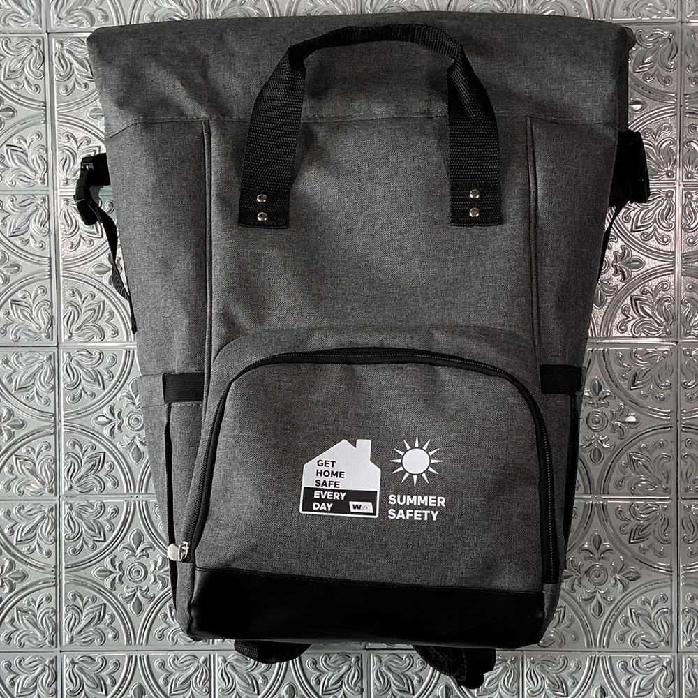 Oniva Picnic Time On The Go Roll-Top Backpack Cooler Bag Gray Black 30-42 Can